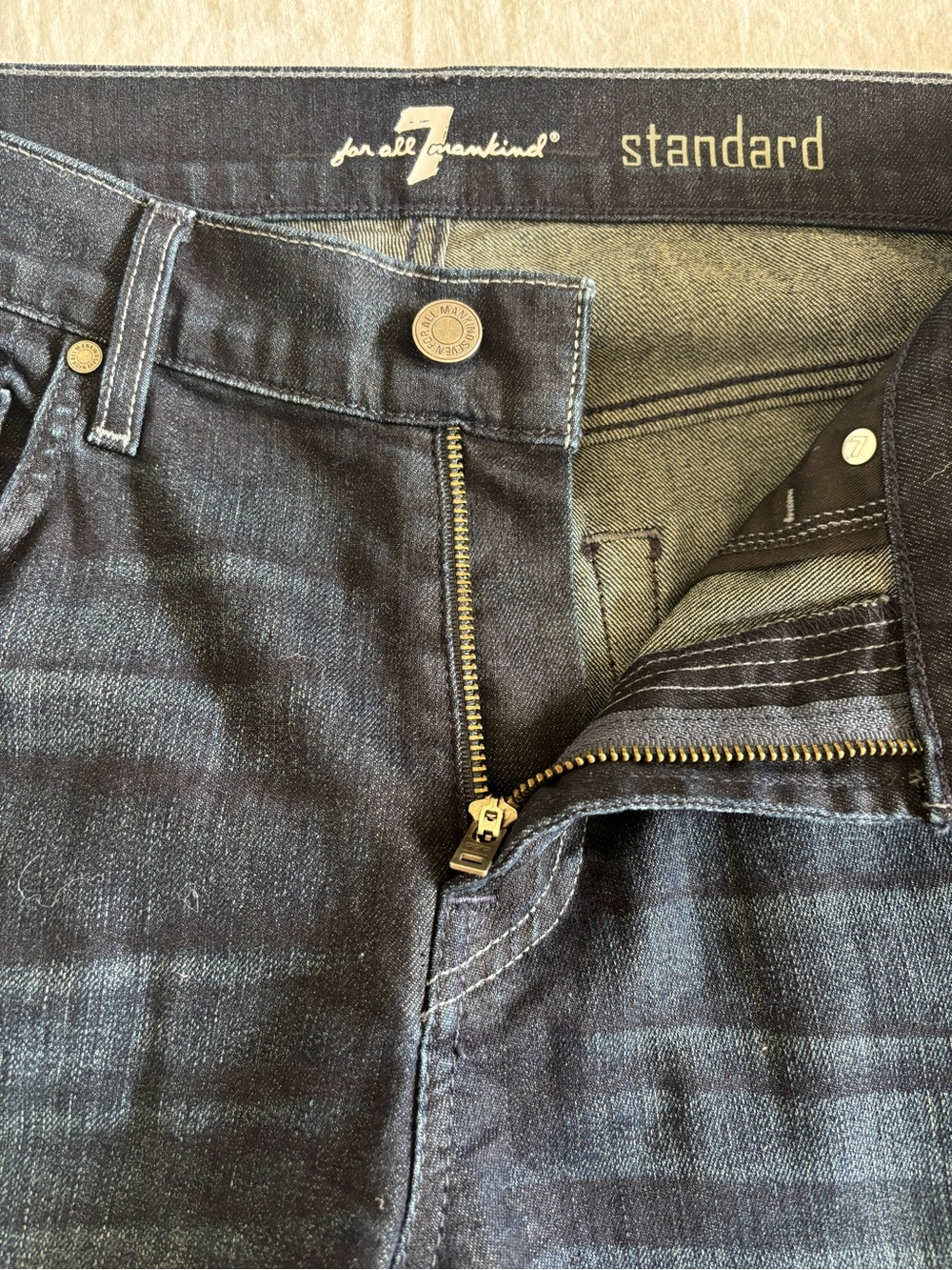 7 For All Mankind Women’s Dark Indigo Straight Jeans - Picture 7 of 13